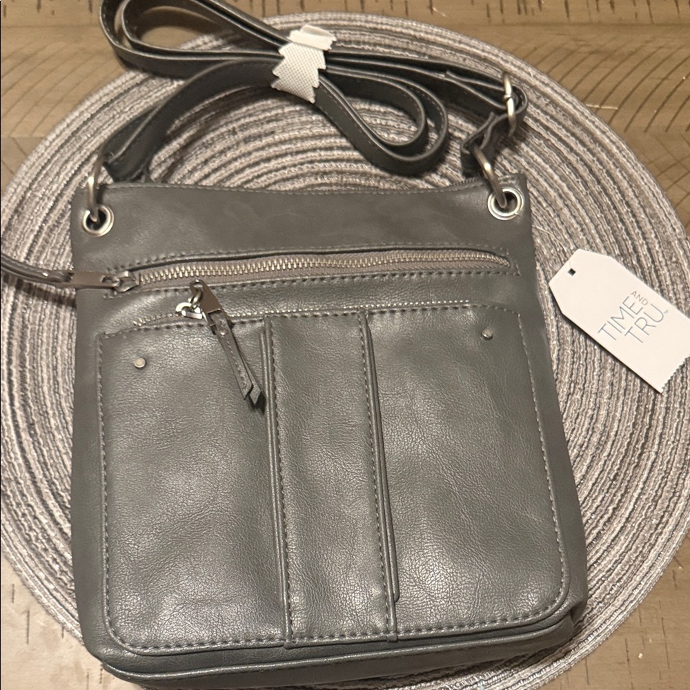 2/$25 Time and Tru Charcoal Crossbody Bag NWT